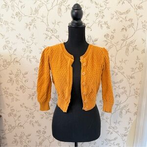 Mustard Cropped Cardigan 1950s Style